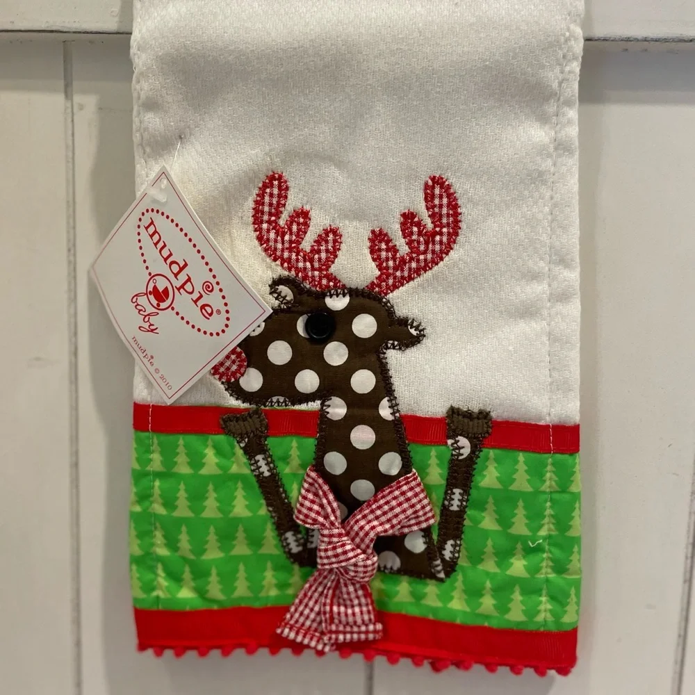 Santa and reindeer Mudpie burp cloths